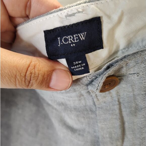 J. Crew Outlet Mens Linen Blend Gray Chino Style Shorts, 36 - Picture 3 of 8